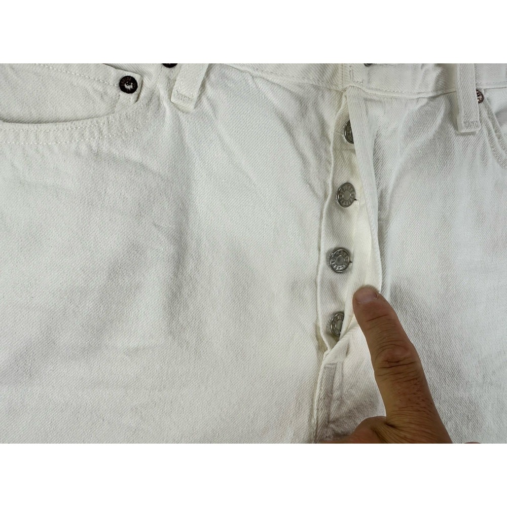 AGOLDE Sz 33 Parker Long White Button Fly Loose Fit Shorts High-Rise 4" Inseam - Picture 2 of 7